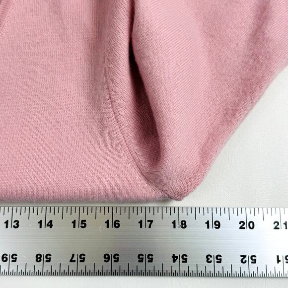 Halogen 100% Cashmere Long Sleeve V-Neck Knit Pullover Sweater Pink Women Large - Picture 6 of 8